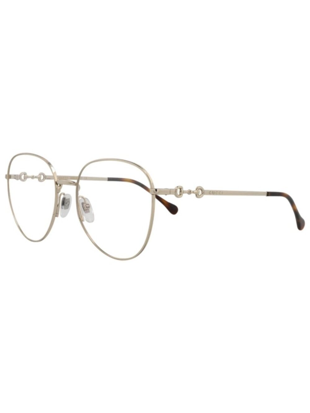 New Gucci Women's Eyeglasses Cat Eye Metal Frame Gold Gold Transparent